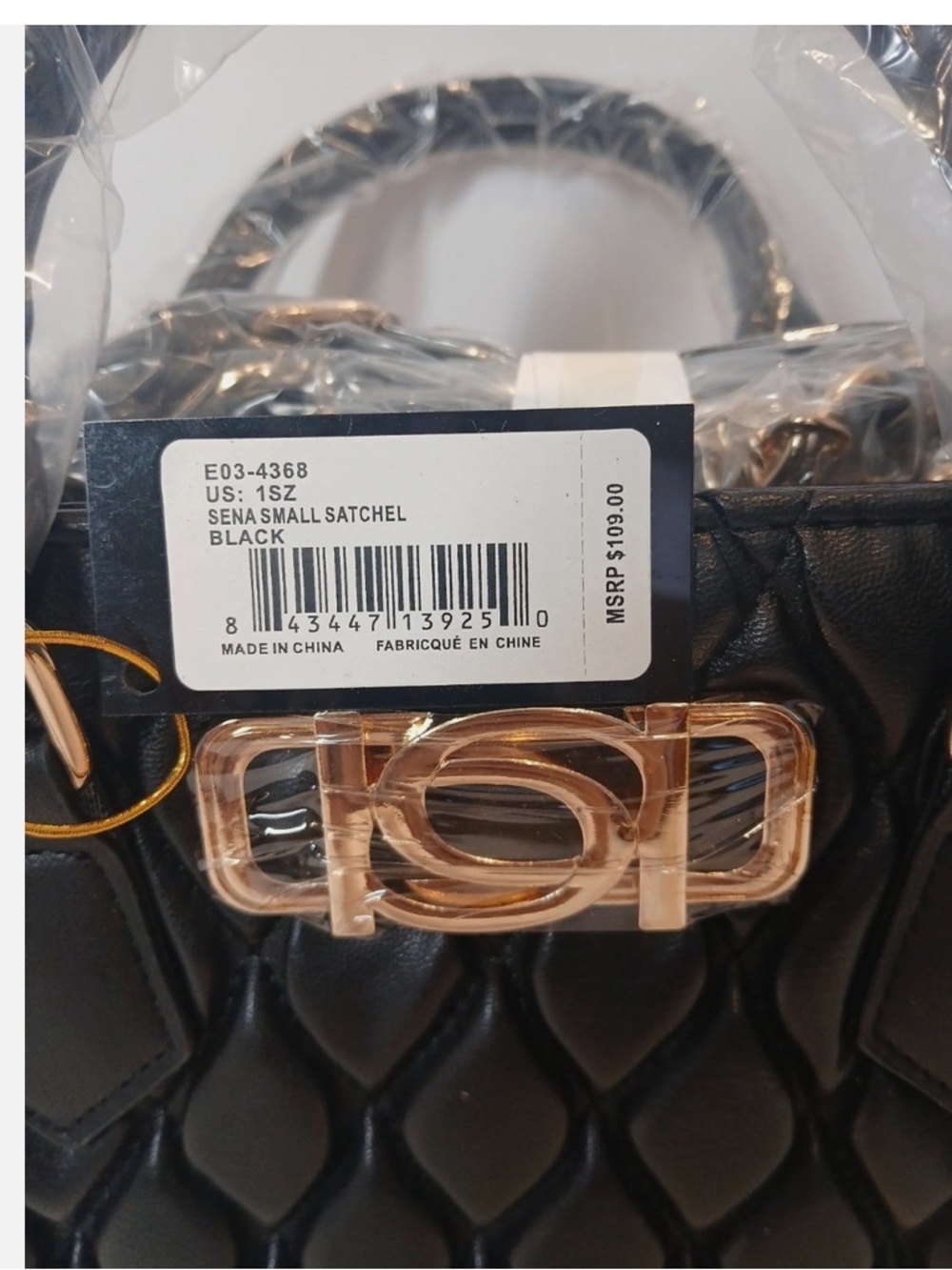 bebe Black Quilted Satchel with Gold Hardware - Picture 2 of 4